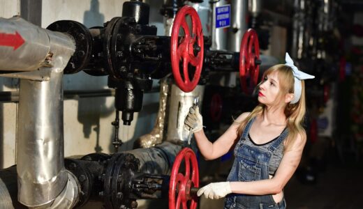 plumber, communication, pipe, water, heating, repair, young woman, wrench, nature, basement