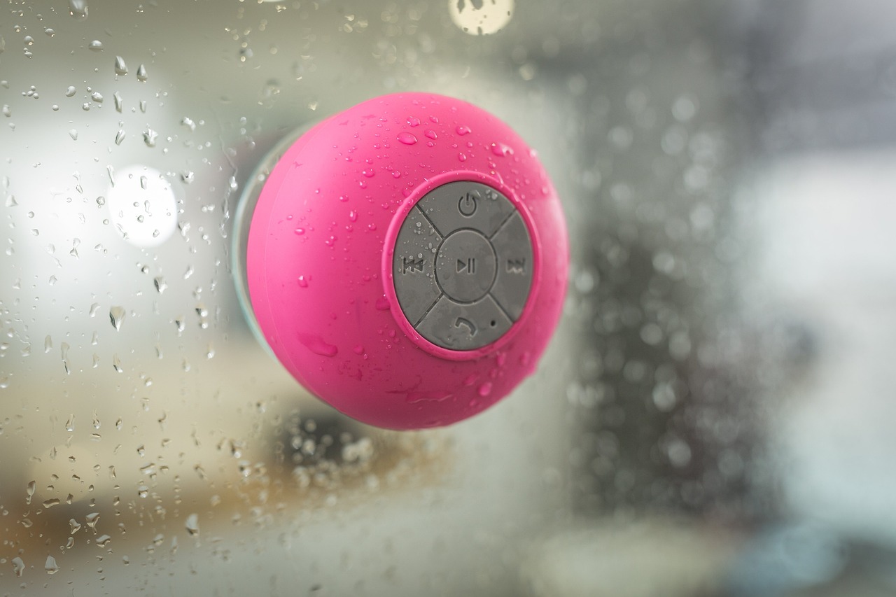 pink, bluetooth, speaker, electronic, nature, technology, waterproof, music, sound, wet, water