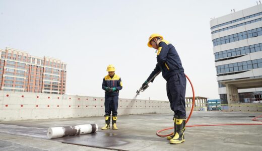 waterproofing, workers, construction site, roof top, men, working, spraying, safety gear, pressure spray, waterproofing, waterproofing, waterproofing, waterproofing, waterproofing