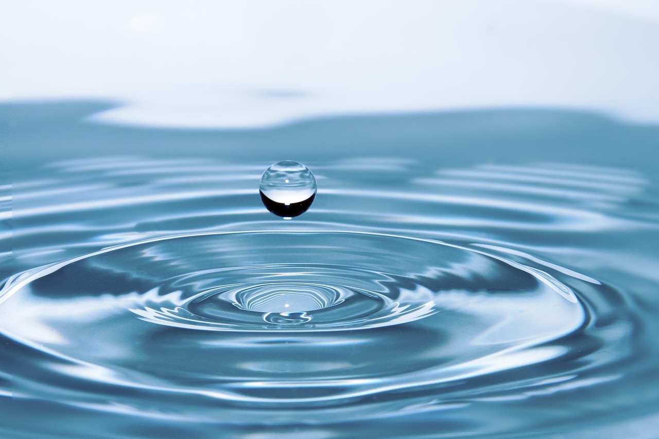 drop of water, drop, impact, ripples, water, surface tension, nature, surface, water surface, droplet