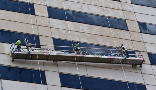 scaffolding, waterproofing, exterior building maintenance crew, fearless dangerous hard work, harness, secure tether, scaffold, construction team, expert contractor, leverage, balance, occupational hazard, spray bottle, florescent colors, safety equipment, houston texas, intense inspiration, strong men together, mexican worker, trusted teamwork, florescent neon, bright colors, bold and courageous, three men, puli, waterproofing, waterproofing, waterproofing, waterproofing, waterproofing, leverage