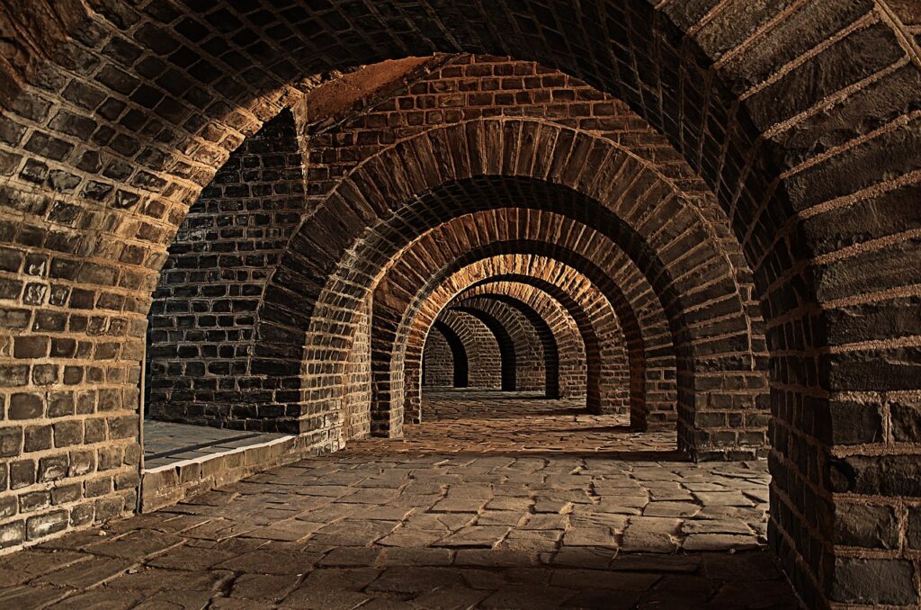 vaulted cellar, tunnel, arches, keller, cellar speed, rhaeto romanic, culture, history, architecture, stone, places of interest, 4k wallpaper, brown wallpaper, hd wallpaper, brown history, brown culture, brown stone