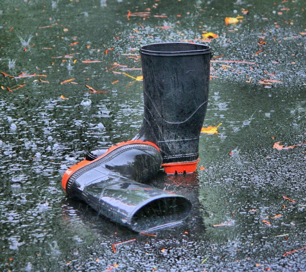 boots, rubber, galoshes, waders, footwear, wet, rainy, puddle, rain, waterproof, rainboots, messy, splash, nature, blue rain