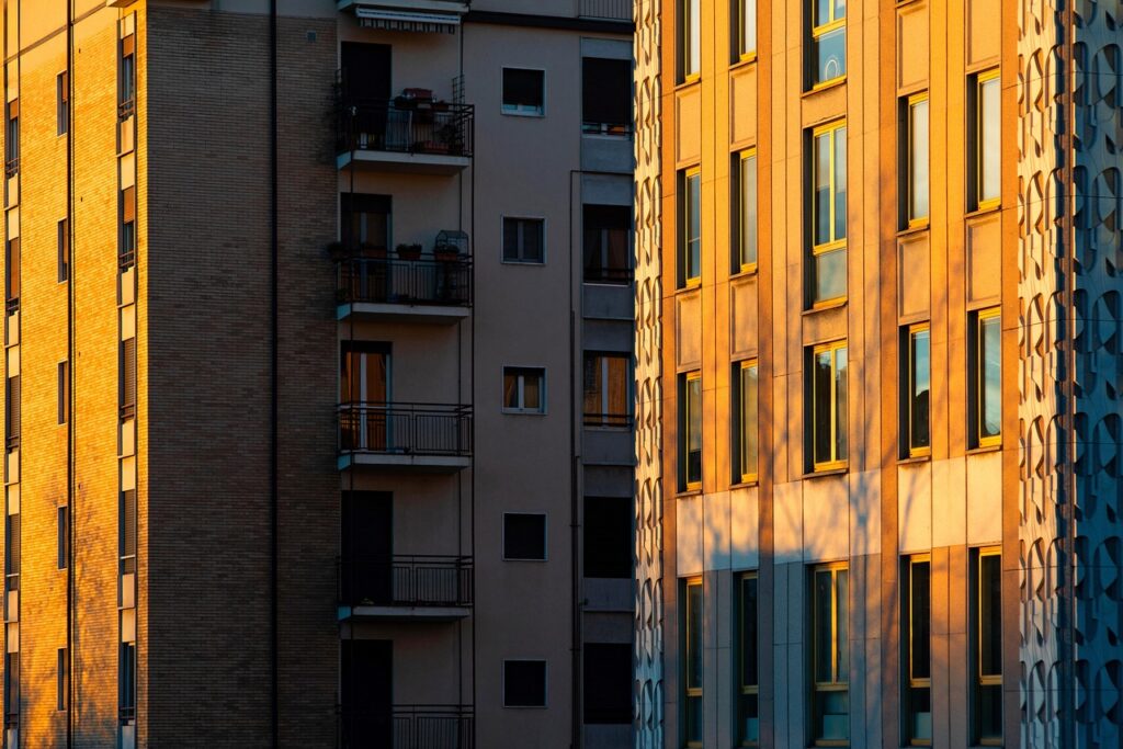 building, windows, nature, wall, construction, condominium, architecture, sunset