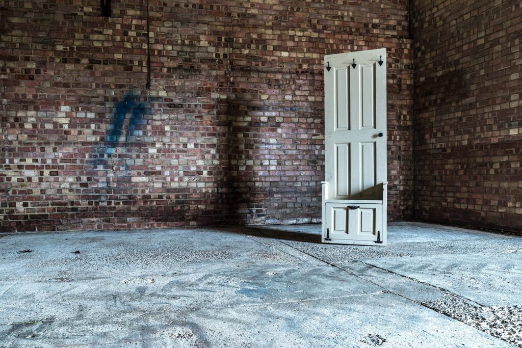 wall, inside, door, floor, indoor, bricks