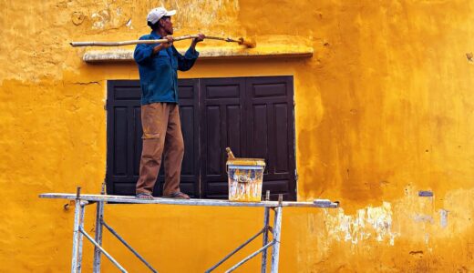 painter, to paint, vietnam, hoian, wall, house, framework, window, yellow, orange, painter, painter, painter, painter, painter, hoian, framework, framework, framework