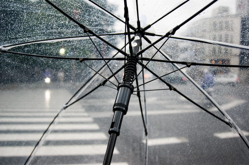 umbrella, rain, wet, weather, cold, nature, raindrops, clear umbrella, city, crosswalk, storm, rainy, parasol, water