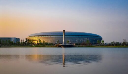 lake, bridge, stadium, torch, park, dong'an lake, chengdu, china, universiade, world university games, sky, fisu world university games, nature, sports meeting, China, Chengdu, Sichuan