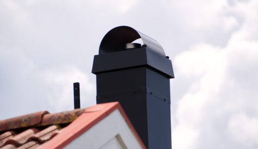 chimney, roof, house, home, building, metal, tile roof