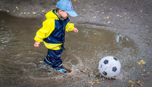 kid, child, young, childhood, happiness, outdoors, happy, playing, healthy, water, puddle, rings, hat, boy, son, happy kid, splash, football, ball, rolling, jumping, drops, liquid, wet, rain, rubber, rain clothes, gray happy, gray water, gray rain, gray healthy, gray football, gray clothes, nature, gray happiness