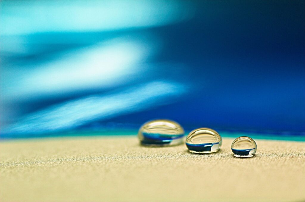 droplets, hydrophobic, water, texture, textile, surface, nature, science, technology, material, blue technology, blue texture, blue science